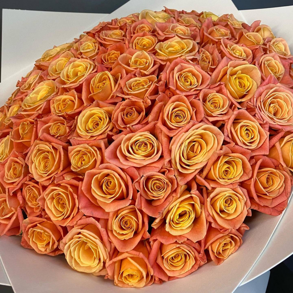 Букет цветов «101 персиковая роза» - фото 2
