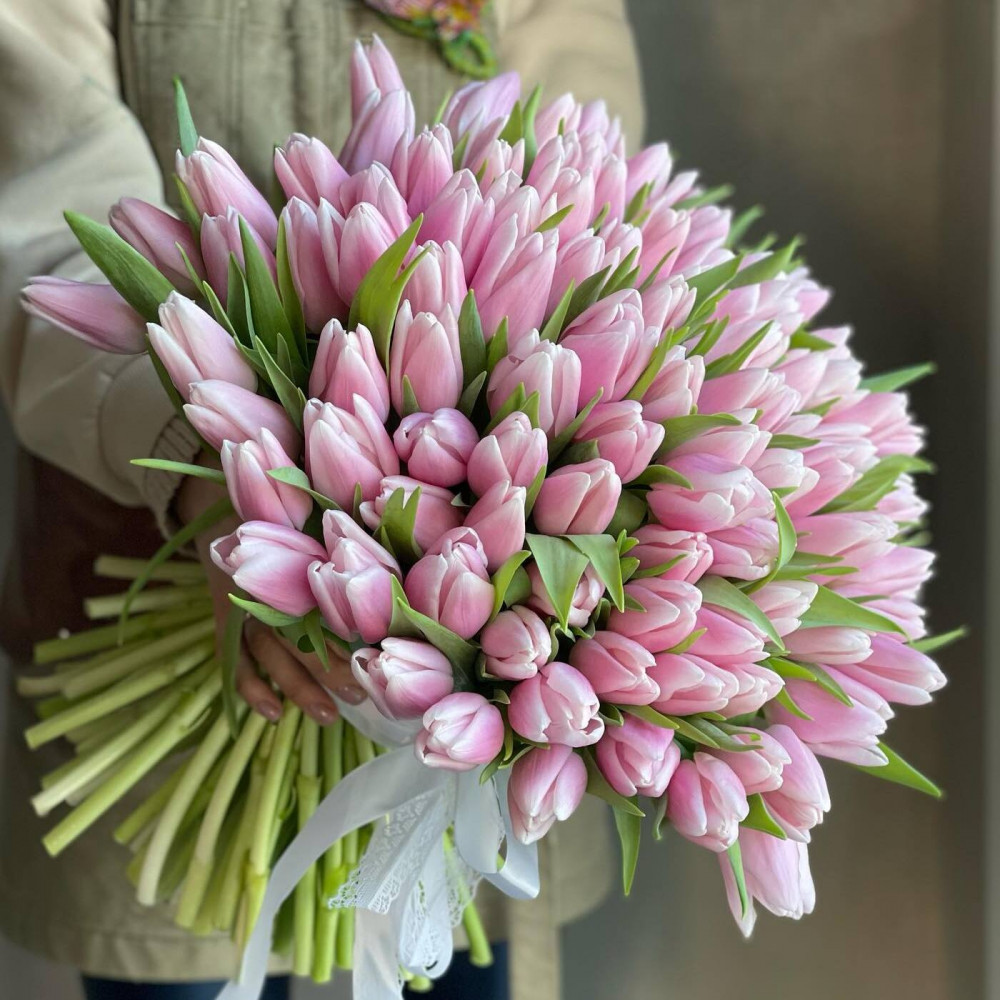 Букет цветов «101 розовый тюльпан»