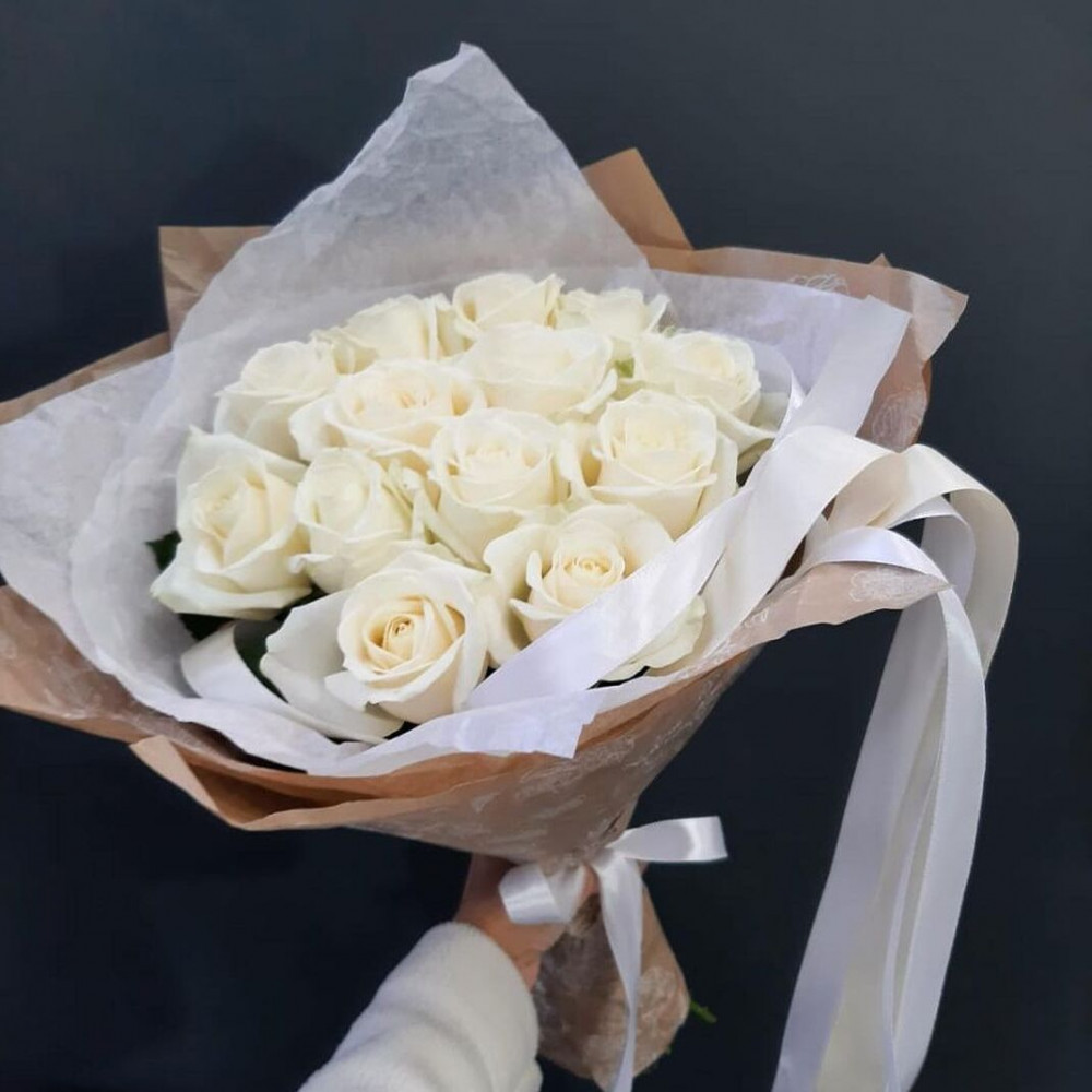 Букет цветов «Букет из 13 белых роз» - фото 2
