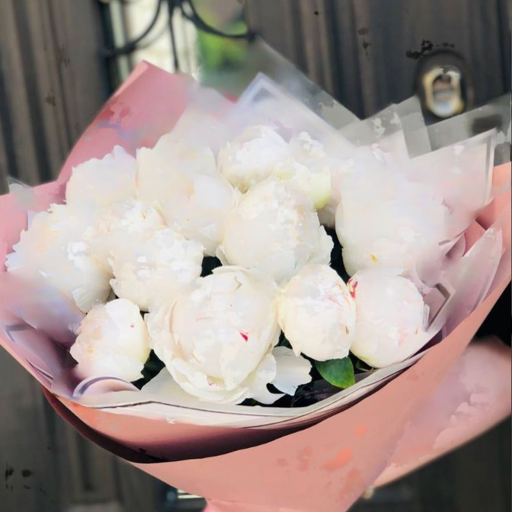 Букет цветов «15 белых пионов» - фото 2