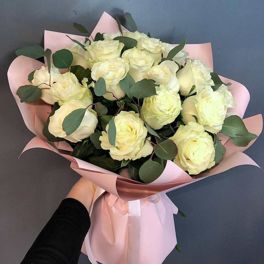 Букет цветов «21 белая роза»