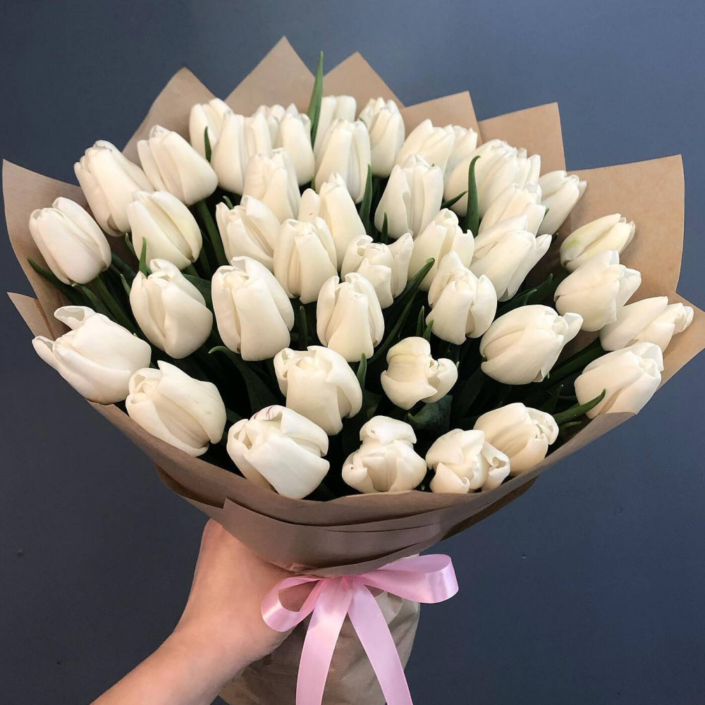 Букет цветов «Букет из 49 белых тюльпанов»