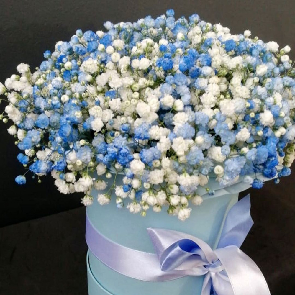 Букет цветов «Голубая гипсофила в коробке» - фото 2