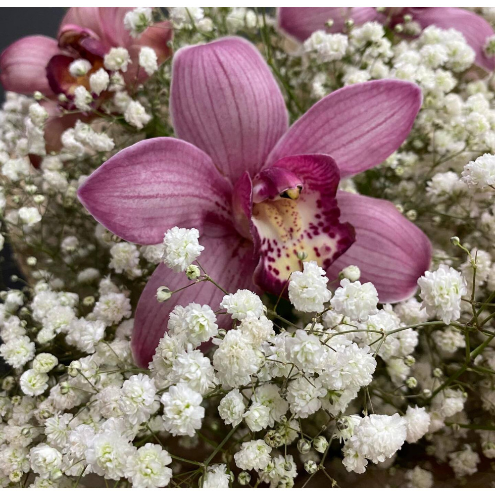Букет цветов «Гипсофилы и орхидеи» - фото 2